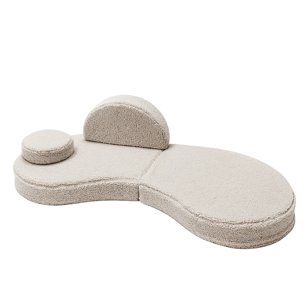 Sofá Modular Infantil 6 Elementos "Coccolo" - Tela Suave Gris Claro en | Decoración Tinitto – Fabricación europea