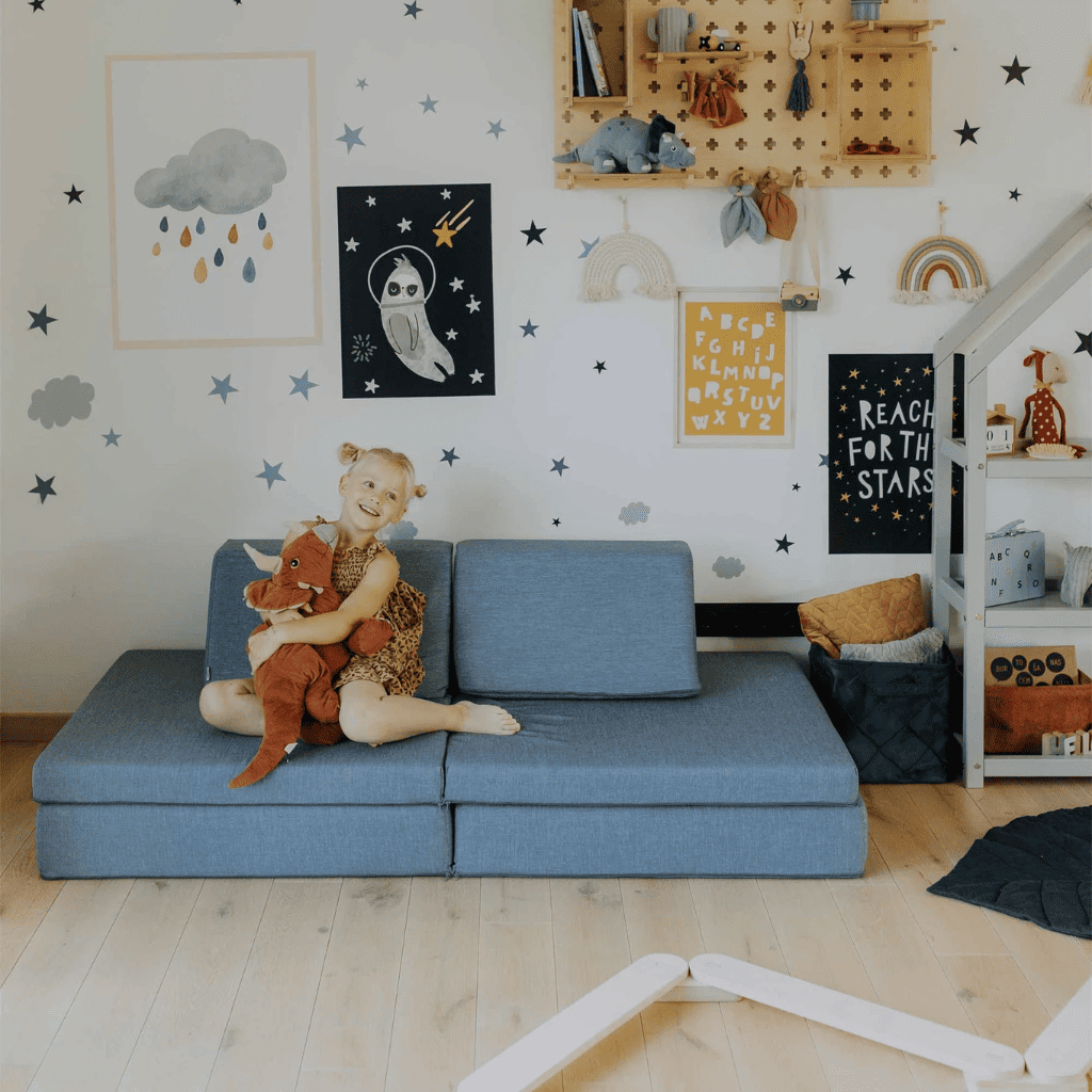 Juego de Sofá Modular Infantil Montessori Escalable en gris | Decoración Tinitto – Fabricación europea