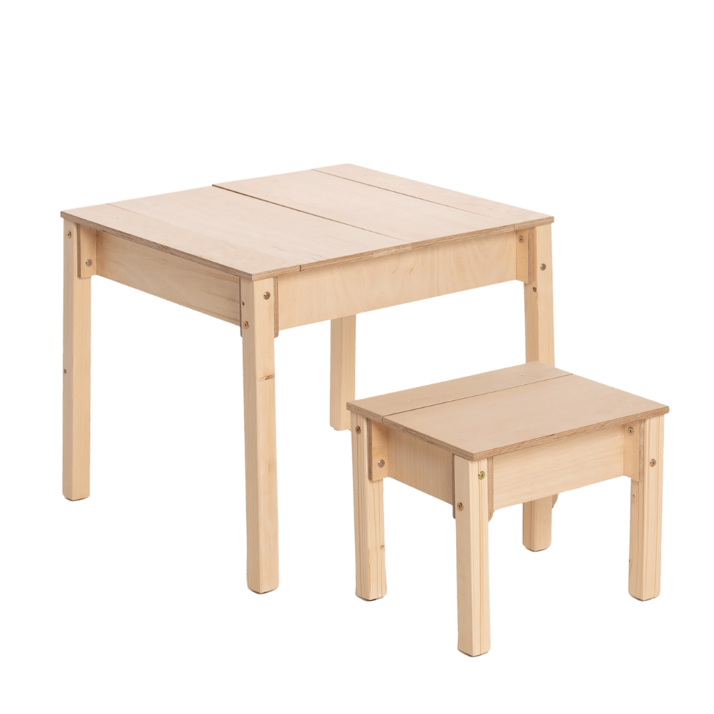 Ensemble Bureau & Chaise "Smart Storage" – Rangement Intégré (2 - 7 ans) en Laqué | Decoração Tinitto – Fabrication européenne