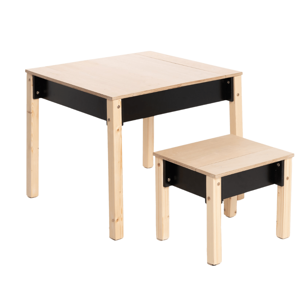 Ensemble Bureau & Chaise "Smart Storage" – Rangement Intégré (2 - 7 ans) en Noir | Decoração Tinitto – Fabrication européenne