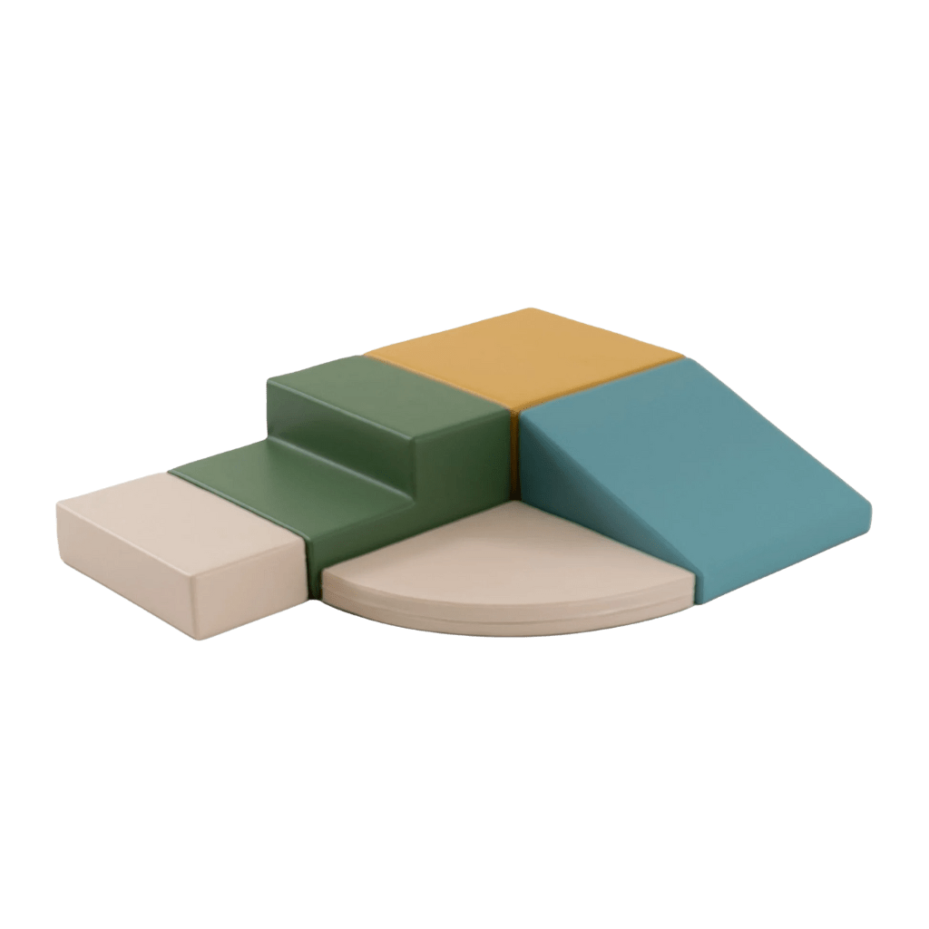 Juego de 5 bloques de espuma Soft Play - Turquesa pastel en | Motricidade Tinitto – Fabricación europea