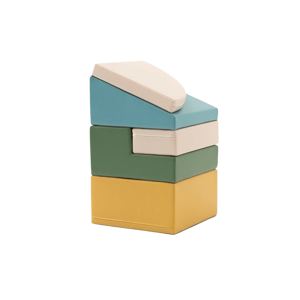Juego de 5 bloques de espuma Soft Play - Turquesa pastel en | Motricidade Tinitto – Fabricación europea