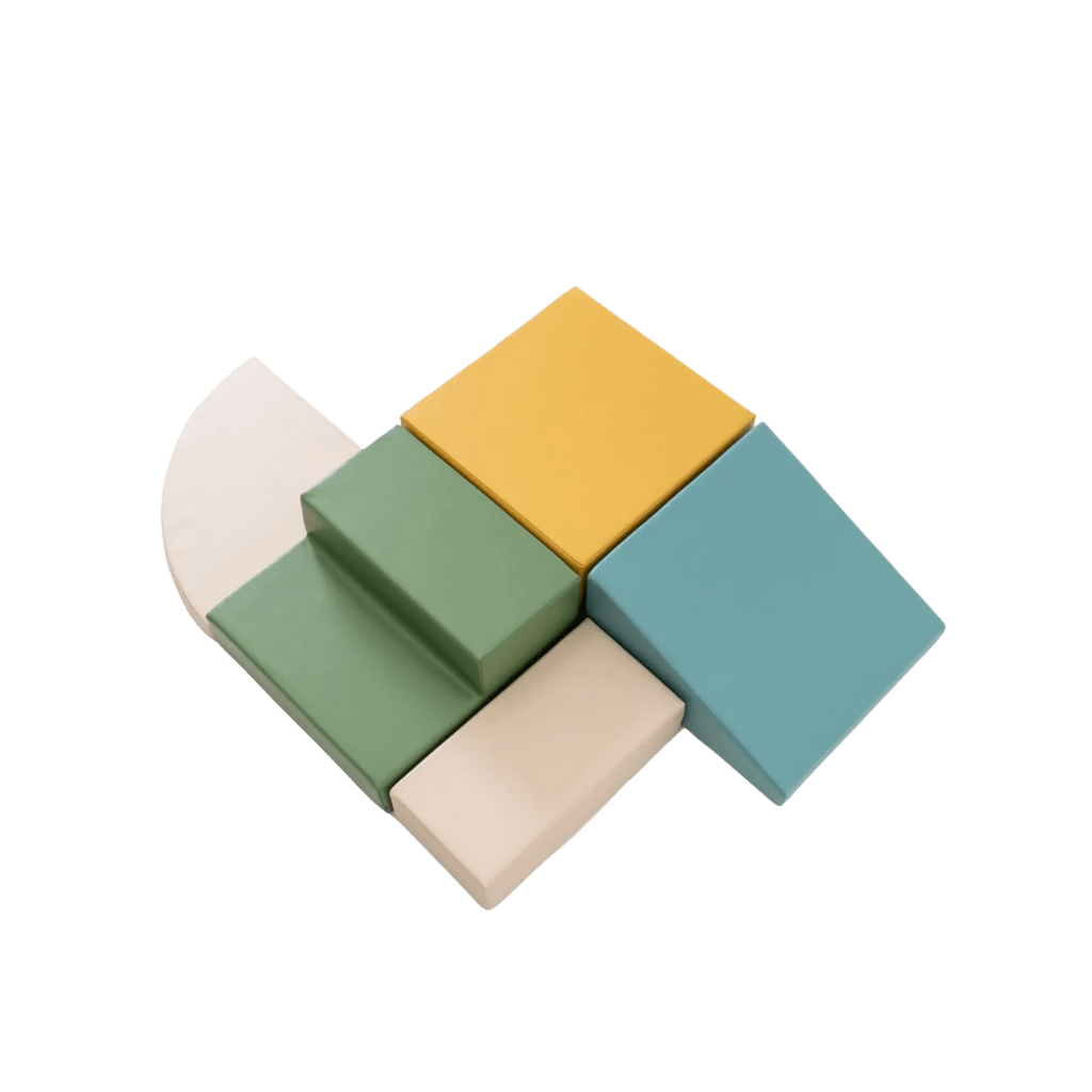 Juego de 5 bloques de espuma Soft Play - Turquesa pastel en | Motricidade Tinitto – Fabricación europea