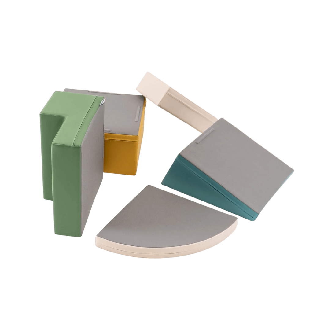 Juego de 5 bloques de espuma Soft Play - Turquesa pastel en | Motricidade Tinitto – Fabricación europea