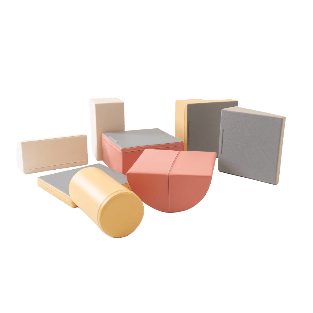 Juego de 8 bloques de espuma Soft Play - Rosa pastel | Motricidade Tinitto – Fabricación europea