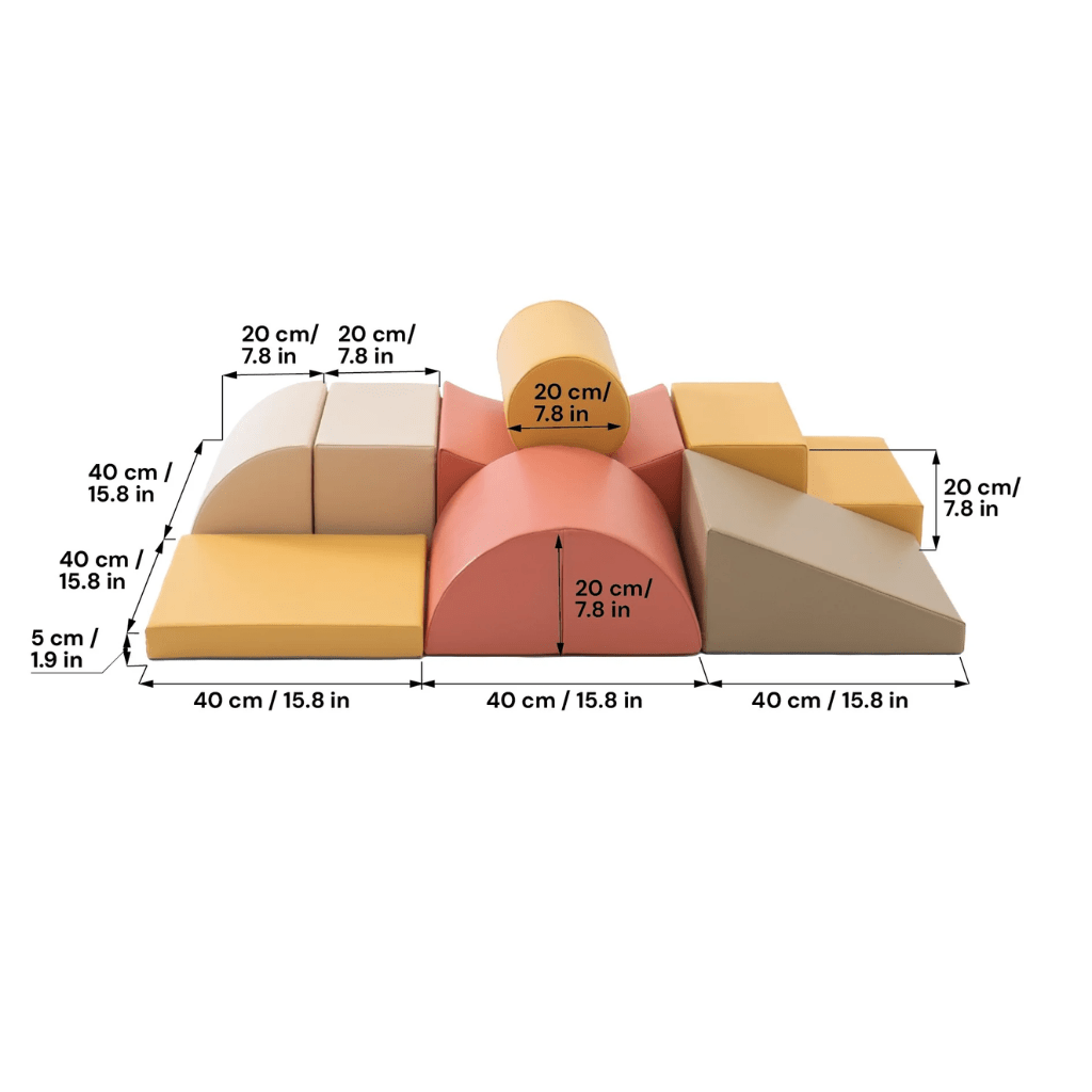 Juego de 8 bloques de espuma Soft Play - Rosa pastel | Motricidade Tinitto – Fabricación europea