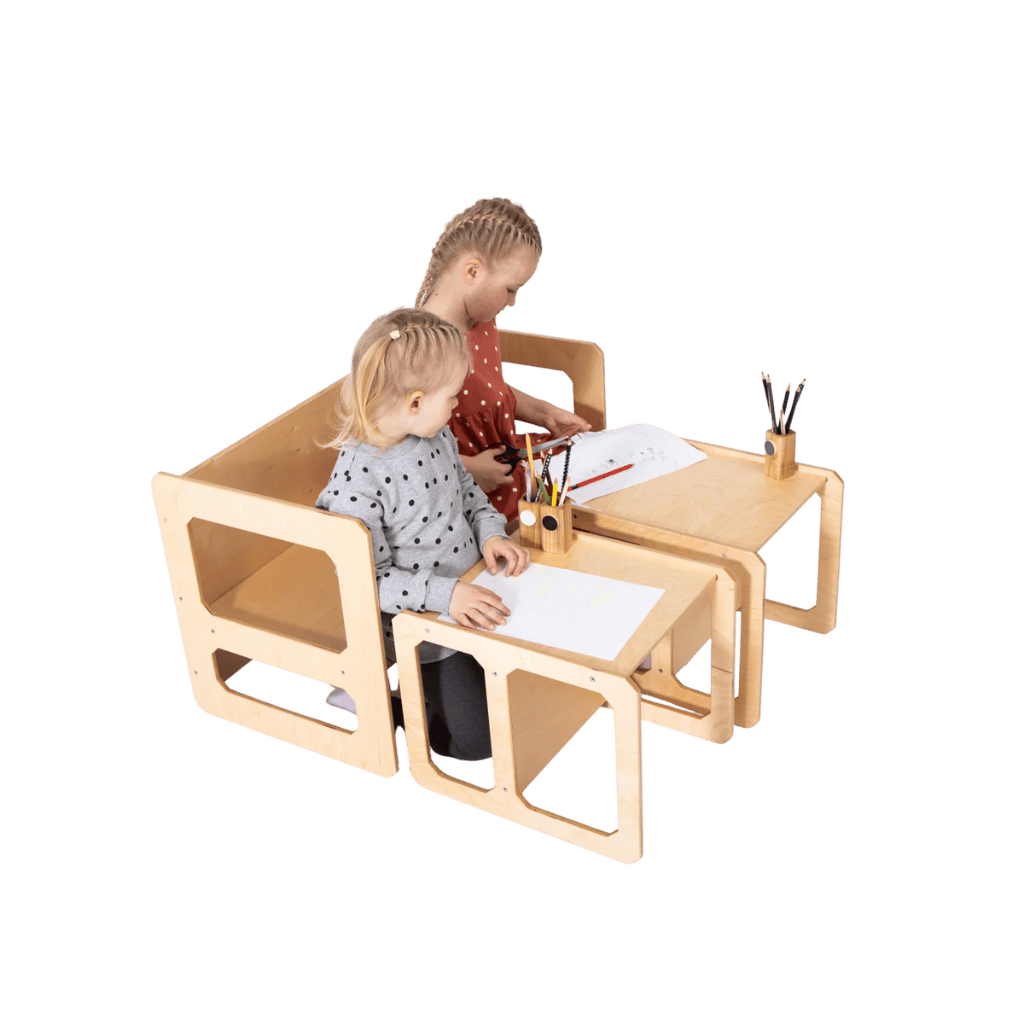 Juego de mesa y sillas destete Montessori - 2 Sillas Lacadas | Decoración Tinitto – Fabricación europea