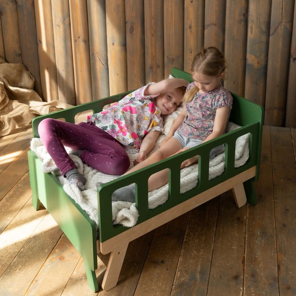 Cama infantil convertible con almacenaje - De bebé a junior en gris | muebles Tinitto – Fabricación europea