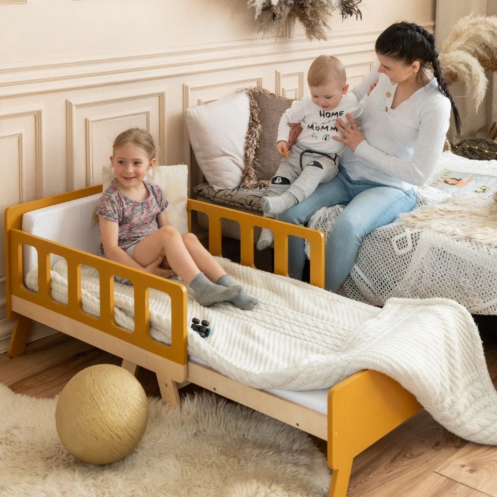 Cama infantil convertible con almacenamiento - Desde bebé hasta junior en OliveDrab | muebles Tinitto – Fabricación europea