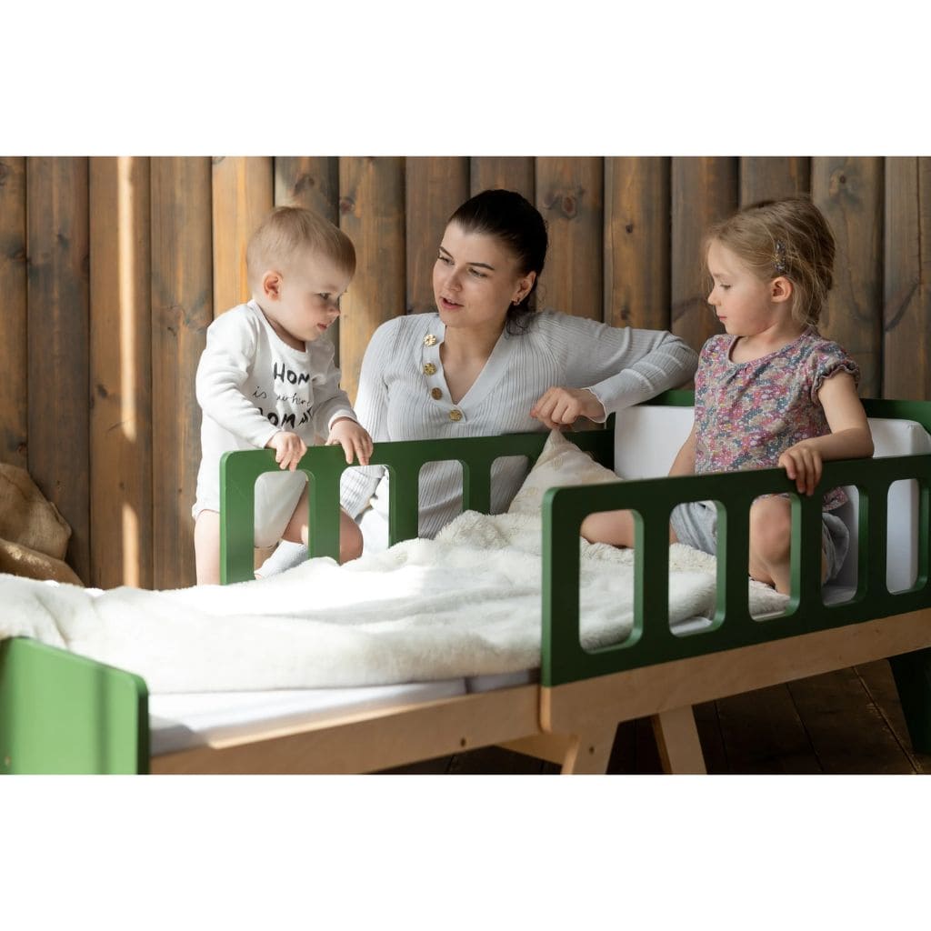 Cama infantil convertible con almacenamiento - Desde bebé hasta junior en OliveDrab | muebles Tinitto – Fabricación europea