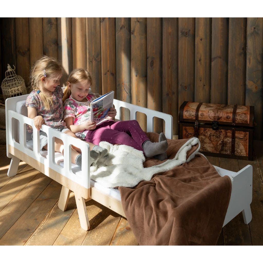 Cama infantil convertible con almacenaje - De bebé a junior en rosa | muebles Tinitto – Fabricación europea