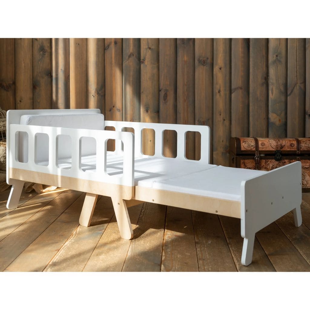 Cama infantil convertible con almacenaje - De bebé a junior en blanco | muebles Tinitto – Fabricación europea