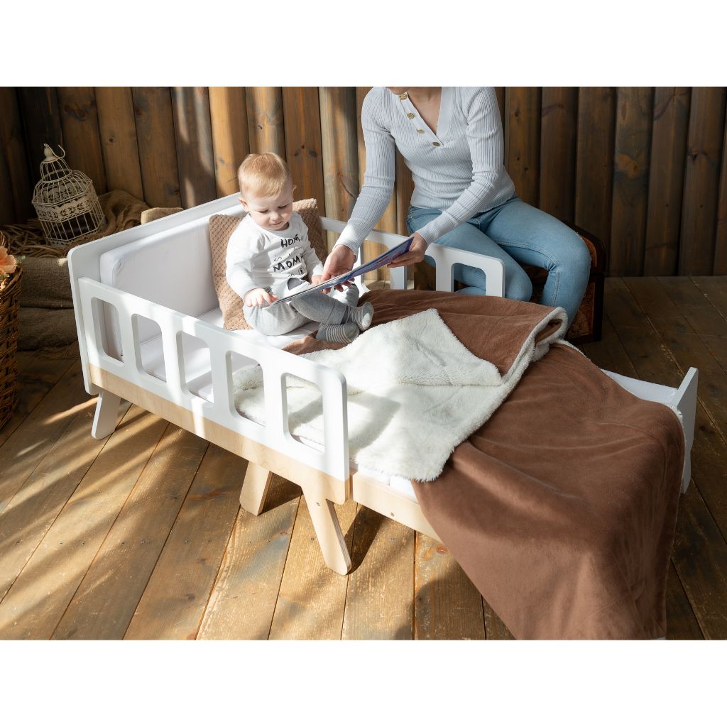 Cama infantil convertible con almacenamiento - Desde bebé hasta junior en DarkGoldenRod | muebles Tinitto – Fabricación europea