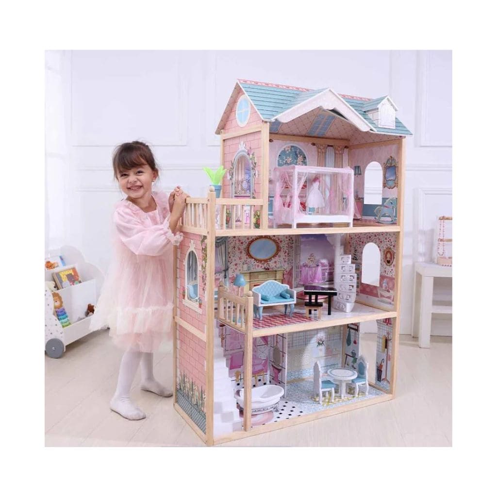 Casa de bonecas de madeira Emily com LED | Decoração Tinitto – Fabricação europeia