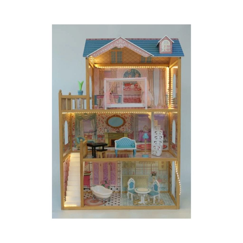 Casa de bonecas de madeira Emily com LED | Decoração Tinitto – Fabricação europeia