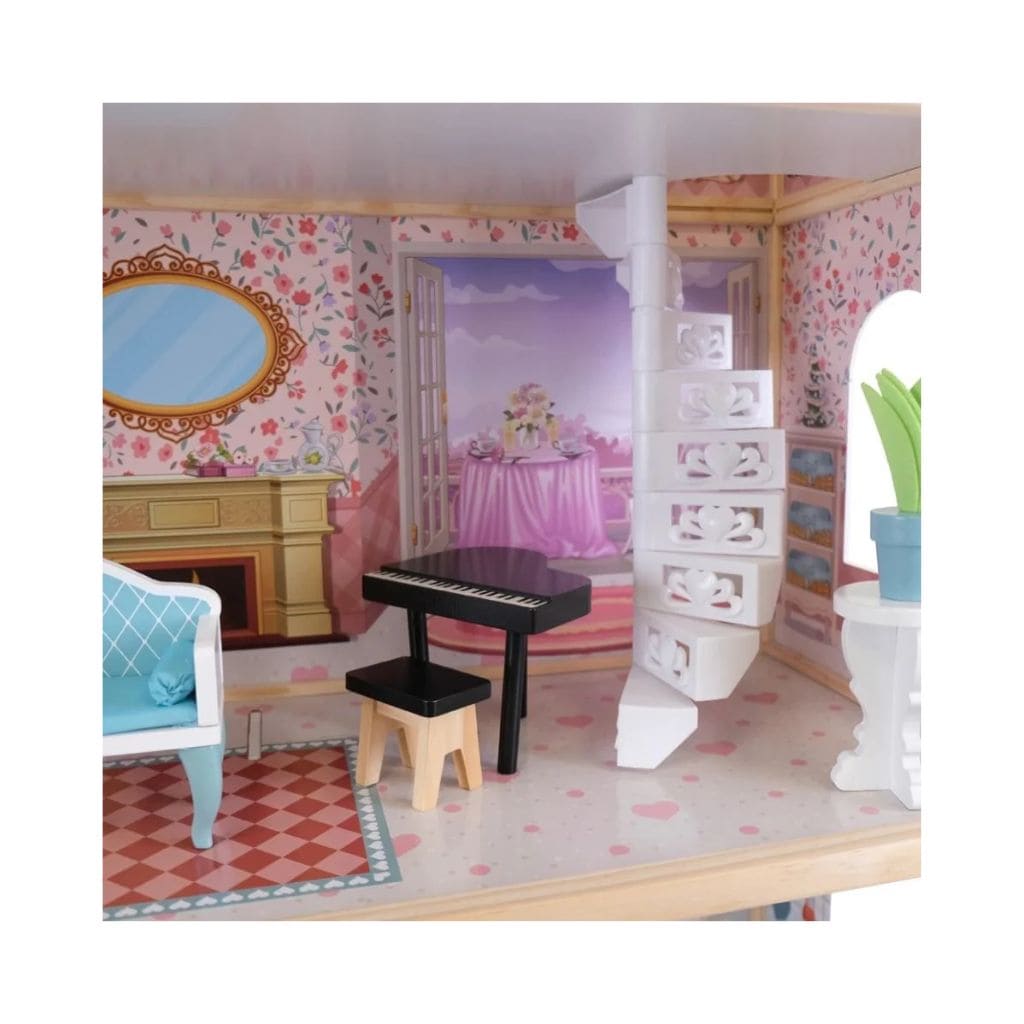 Casa de bonecas de madeira Emily com LED | Decoração Tinitto – Fabricação europeia