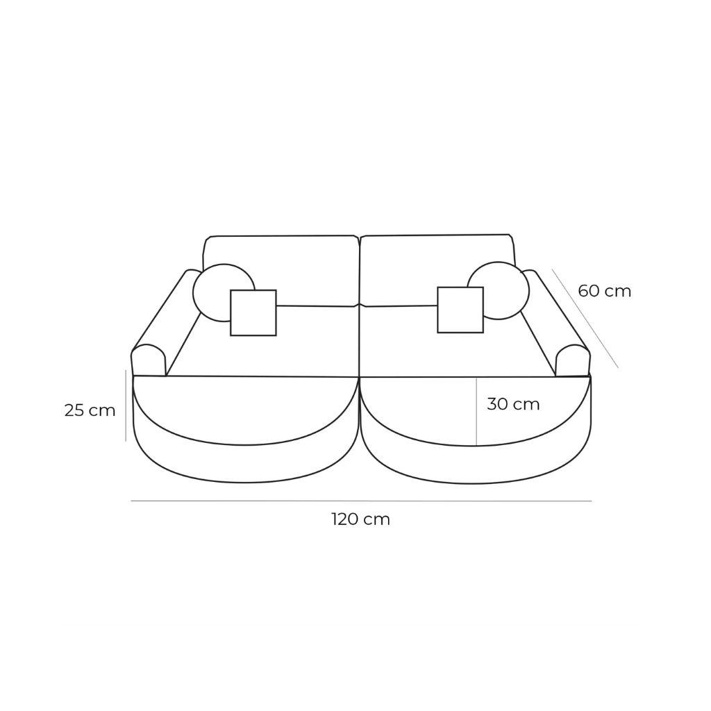 Sofá Modular Médio Infantil - Churros Jurassic Cinza en | Decoração Tinitto – Fabricação europeia