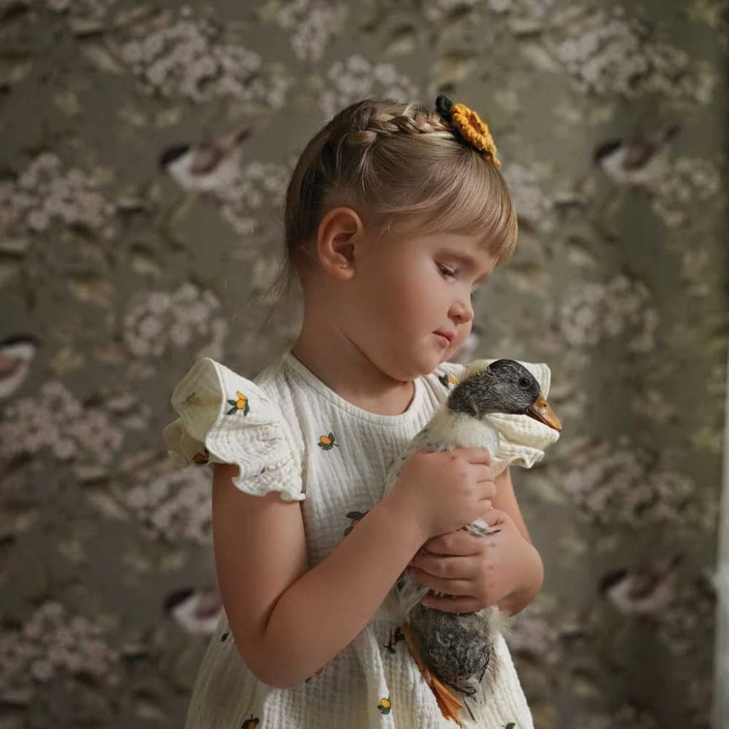 Papel pintado de primavera verde y pájaros | muebles Tinitto – Fabricación europea