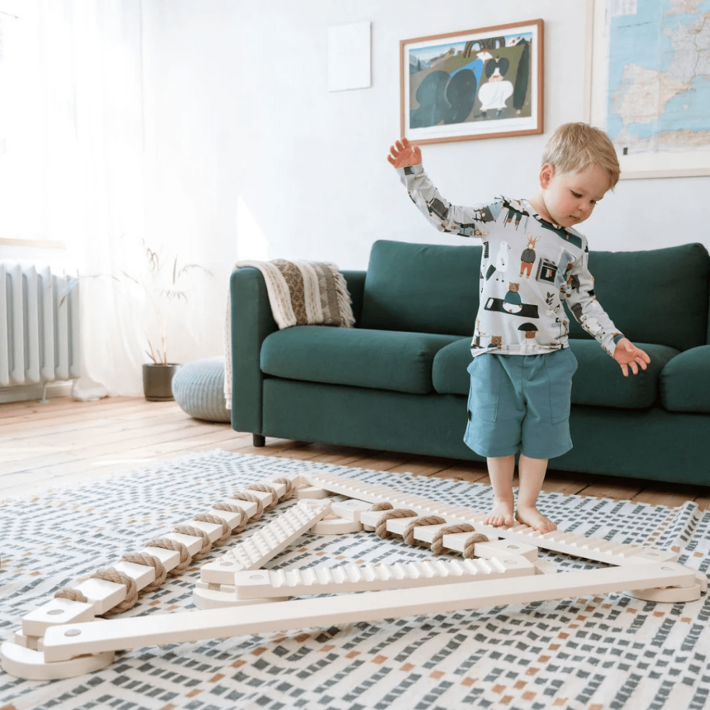 Parcours d'Équilibre Montessori TIPITOO® - Mini Corde de jute en Blanc | Motricidade Tinitto – Fabrication européenne