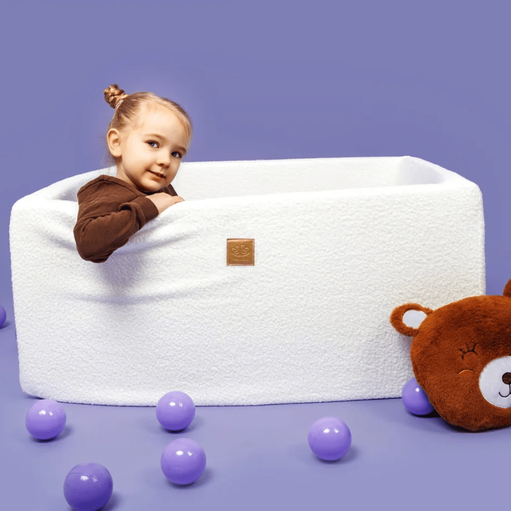 Piscine à Balles Carrée en Bouclé 110x110x40cm - 400 balles en | Motricidade Tinitto – Fabrication européenne