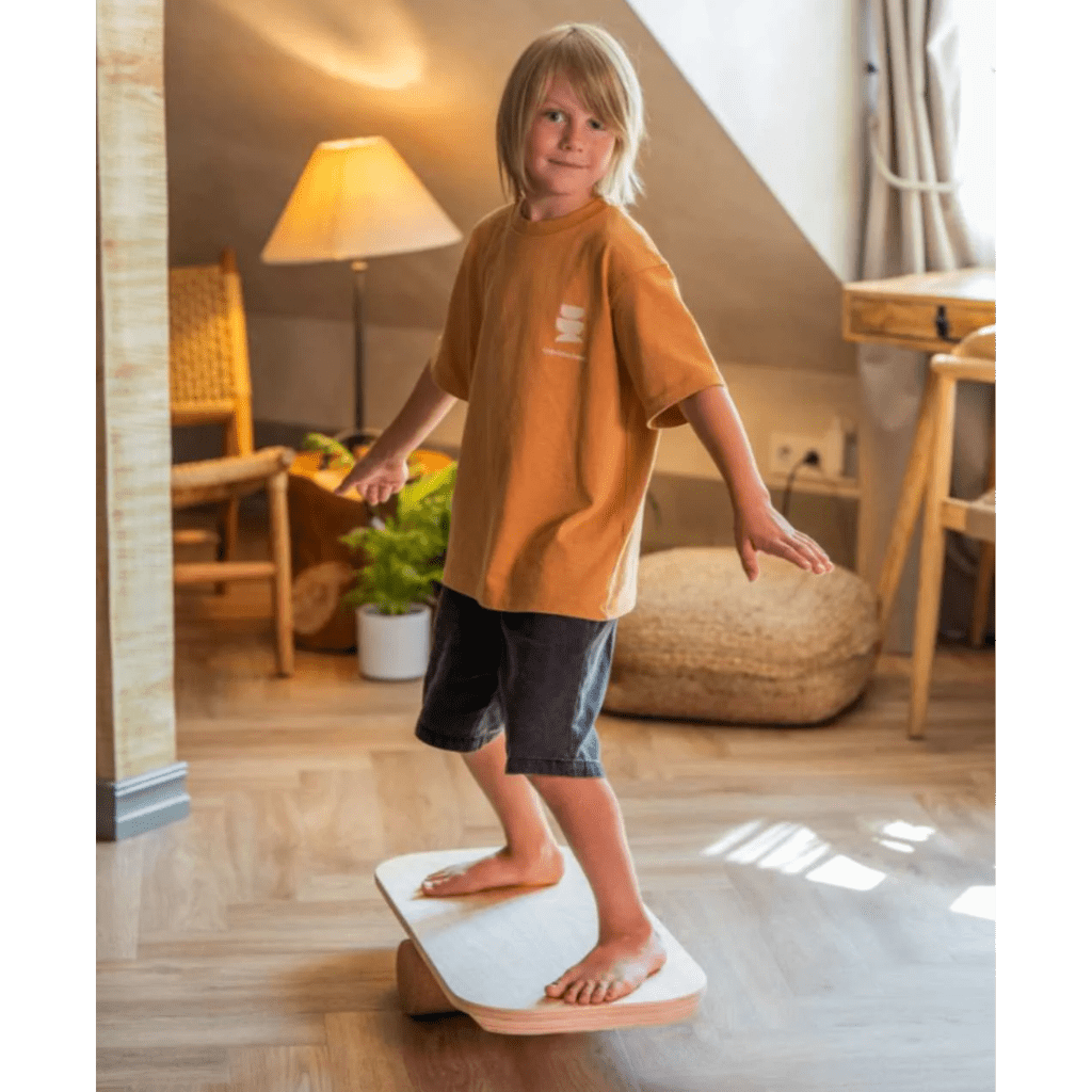 Tabla de equilibrio rectangular con rodillo de ejercicio - Sin logo | Motricidade Tinitto – Fabricación europea