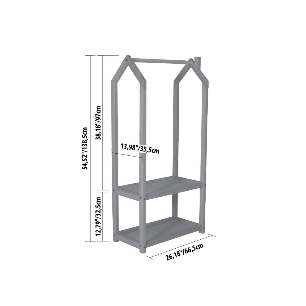 Perchero con forma de casa en gris | Decoración Tinitto – Fabricación europea