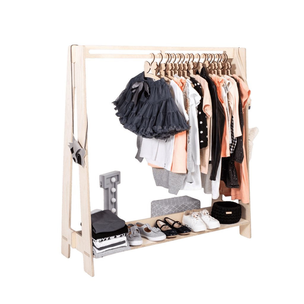 Rodamiento Montessori con Perchas Versión 1 en Gris | Decoración Tinitto – Fabricación europea