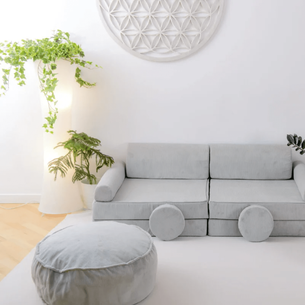 Pouf Rond en Velours Côtelé "MeowBaby" – Assise Design - Sable en | Conforto Tinitto – Fabrication européenne