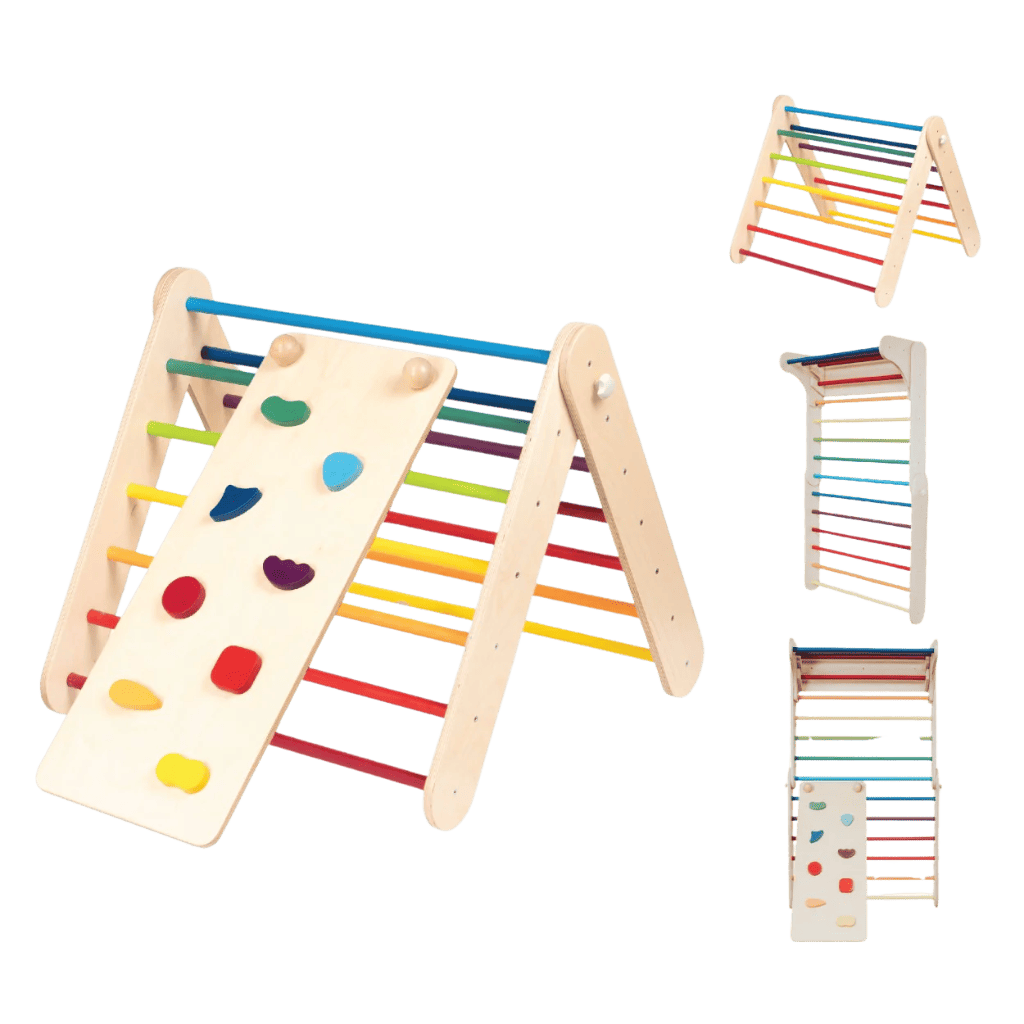 Ramp for the Pikler Triangle and the Swedish Wall in Rainbow | Motricidade Tinitto – European manufacturing