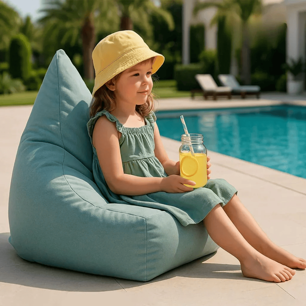 Tearo: Puf y reposapiés para niños en SkyBlue | Decoración Tinitto – Fabricación europea