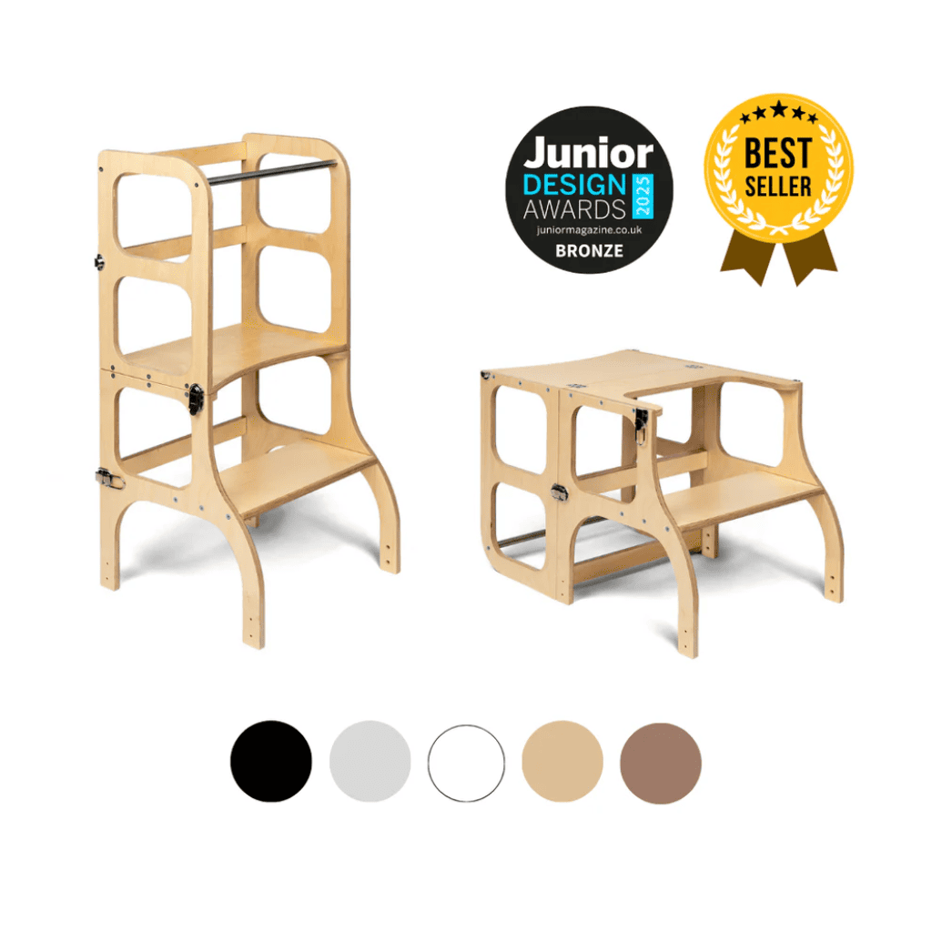 Torre de observação STEP’n’SIT® escalável 2 em 1 em BurlyWood | Motricidade Tinitto – Fabricação europeia