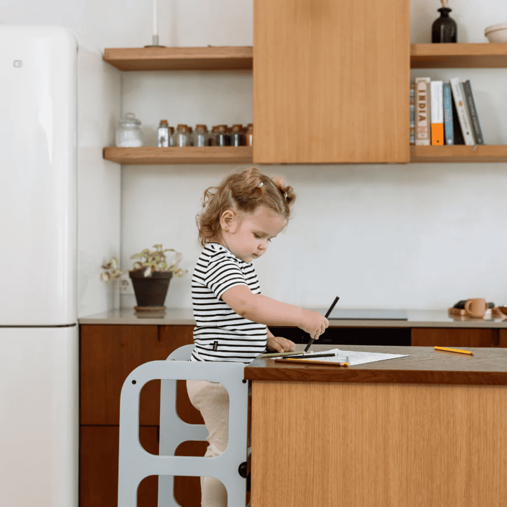 Torre de observação STEP’n’SIT® escalável 2 em 1 em BurlyWood | Motricidade Tinitto – Fabricação europeia