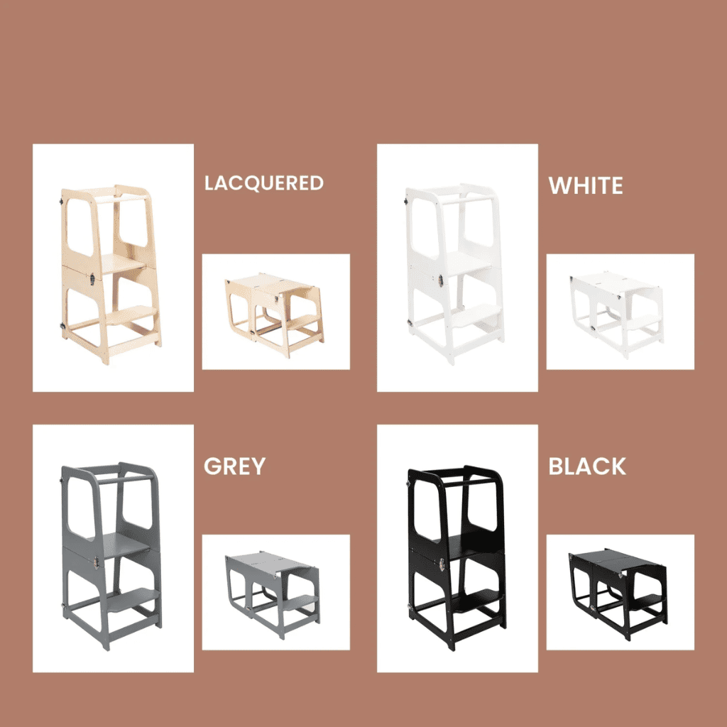 Tour de Cuisine Transformable / Table et Chaise en Lacquered | Motricidade Tinitto – Fabrication européenne