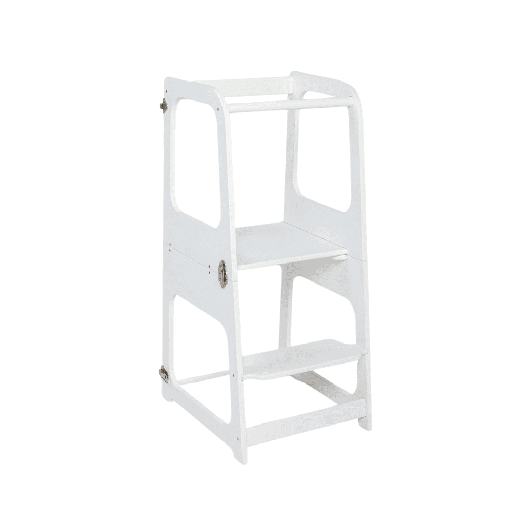 Tour de Cuisine Transformable / Table et Chaise en White | Motricidade Tinitto – Fabrication européenne