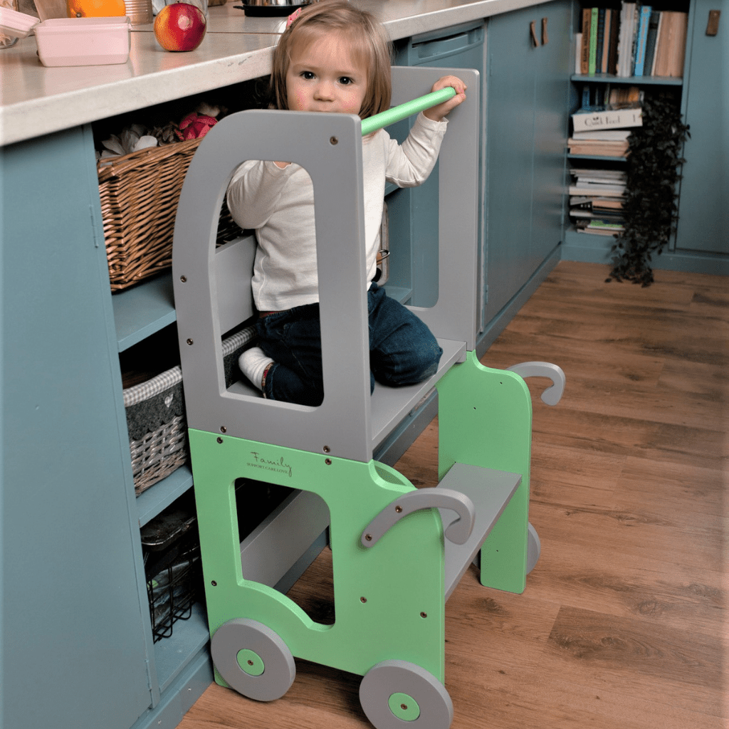 Tour d'Observation "Le Chariot" – Bureau & Éveil 2 - en - 1 en Pink/Gris | Motricidade Tinitto – Fabrication européenne