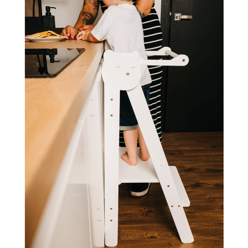 Tour d’Observation Montessori Compacte et Sécurisée en Blanc | Motricidade Tinitto – Fabrication européenne