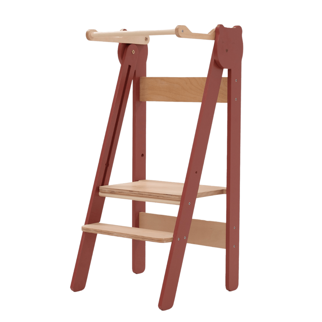 Tour d’Observation Montessori Compacte et Sécurisée en Terracota/Bois | Motricidade Tinitto – Fabrication européenne