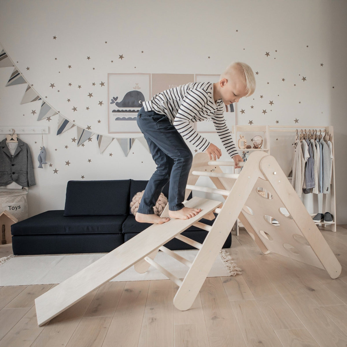 Triangle d’Escalade Montessori Pliable 2 - en - 1 avec Rampe en | Motricidade Tinitto – Fabrication européenne