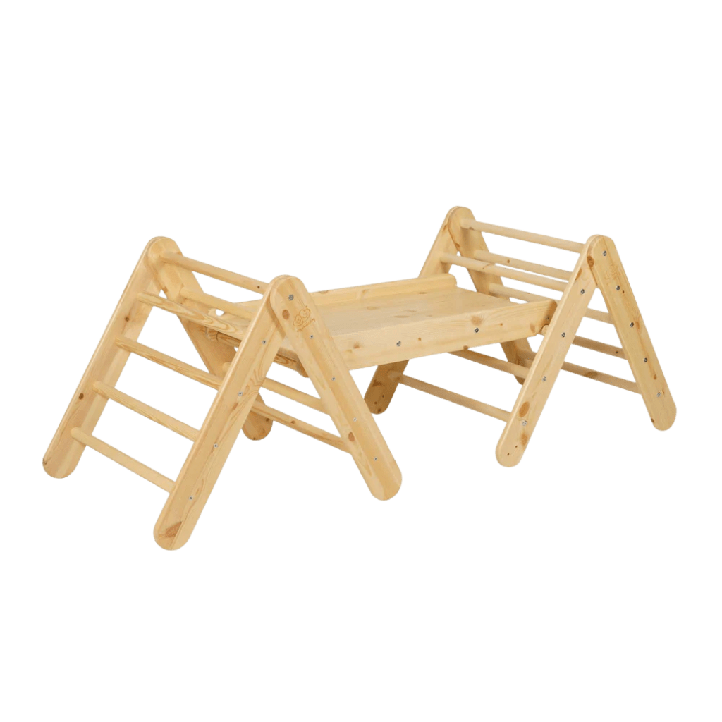 Triângulo de Escalada Pikler com Slide e Estrutura de Escalada - Madeira Natural | Motricidade Tinitto – Fabricação europeia