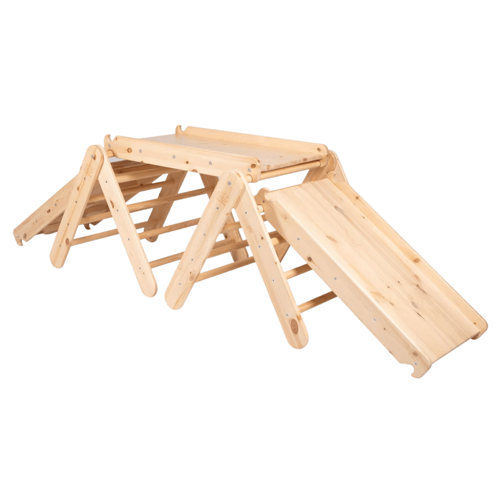 Triângulo de Escalada Pikler com Slide e Estrutura de Escalada - Madeira Natural | Motricidade Tinitto – Fabricação europeia