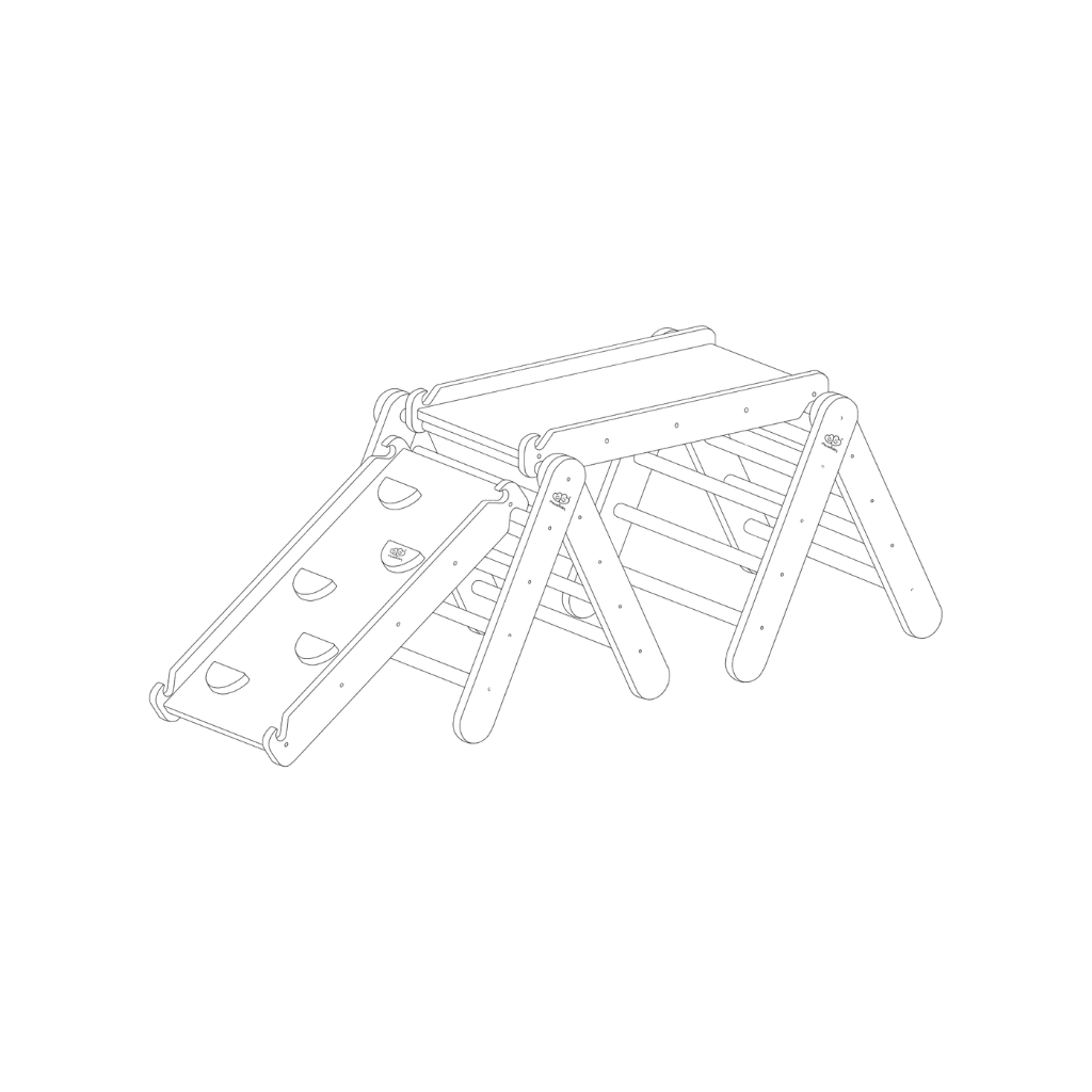 Triângulo de Escalada Pikler com Slide e Estrutura de Escalada - Cinza pt | Motricidade Tinitto – Fabricação europeia