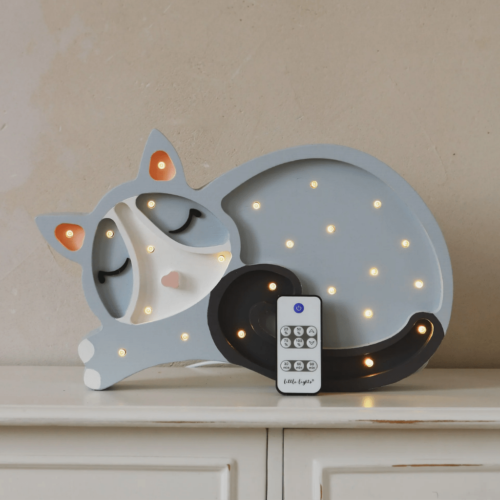 Veilleuse Chat en Bois de Pin en Gris | Decoração Tinitto – Fabrication européenne