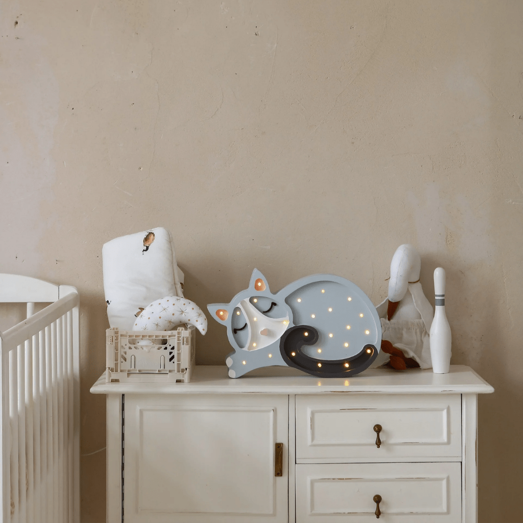 Veilleuse Chat en Bois de Pin en Gris | Decoração Tinitto – Fabrication européenne