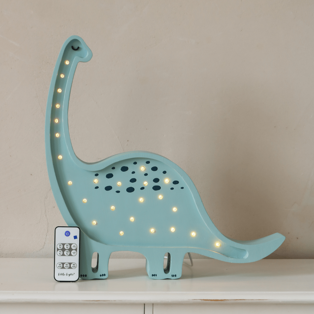 Veilleuse Dino Diplodocus en Bois de Pin en Vert | Decoração Tinitto – Fabrication européenne