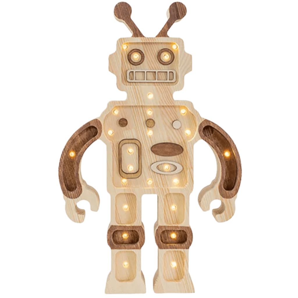Veilleuse Robot en Bois de Pin en Bleu | Decoração Tinitto – Fabrication européenne
